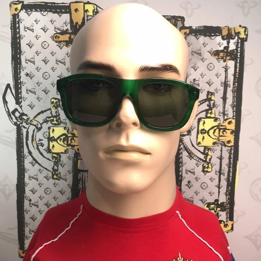 ✨ Brand New Gucci GG1316S 004 Sunglasses – Transparent Green with Green Lenses ✨